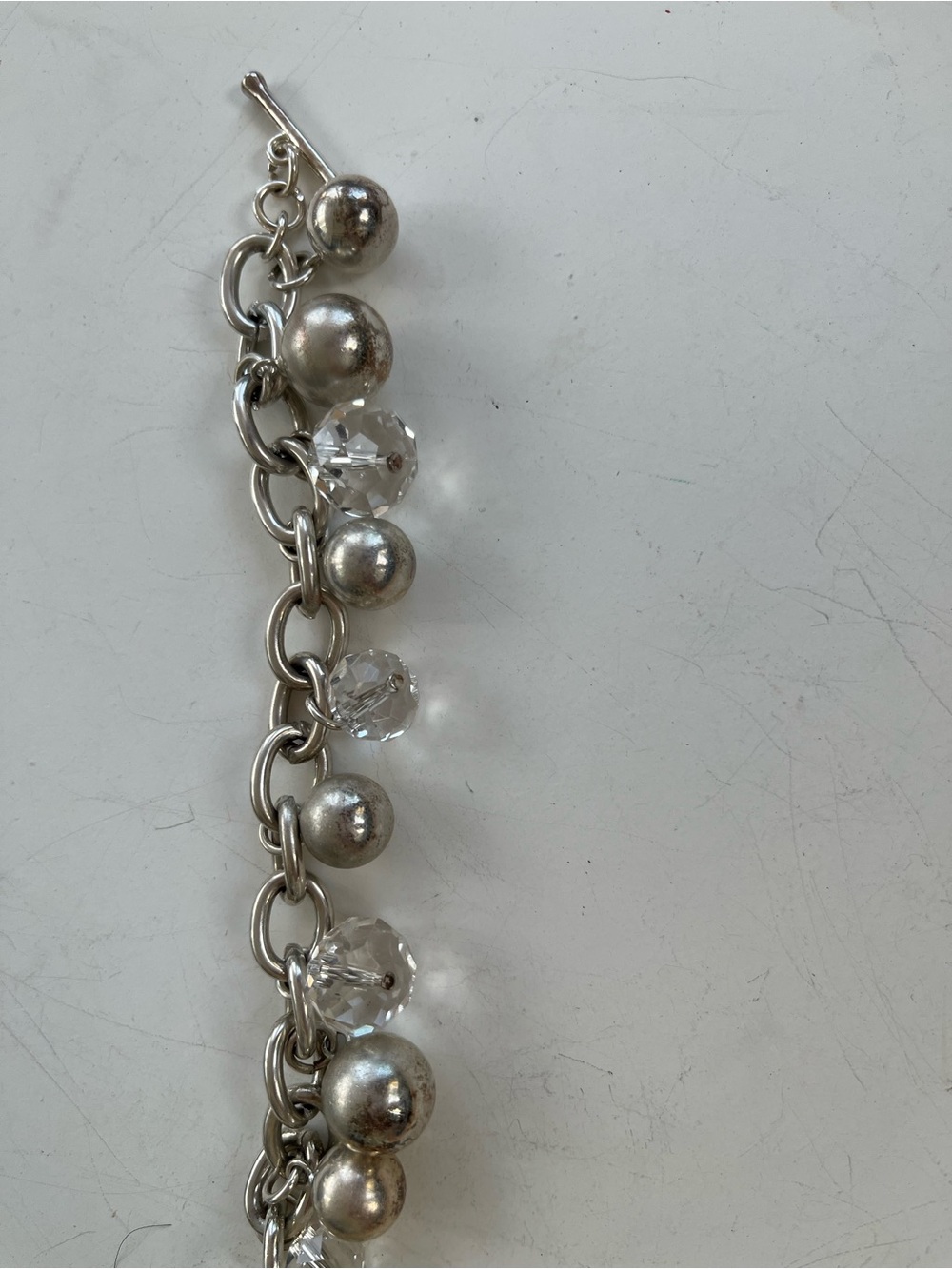 Chicos silver -Tone Bead & Crystal Charm Bracelet - Women Jewelry